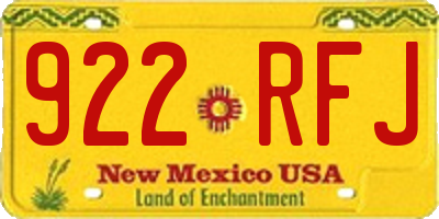 NM license plate 922RFJ