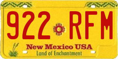 NM license plate 922RFM