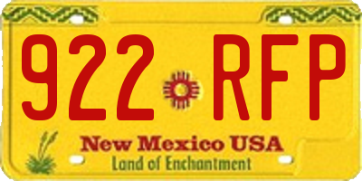 NM license plate 922RFP