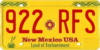 NM license plate 922RFS