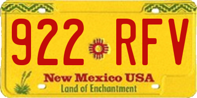 NM license plate 922RFV