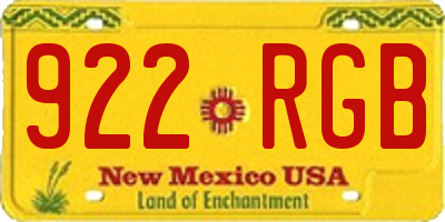 NM license plate 922RGB