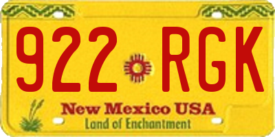 NM license plate 922RGK