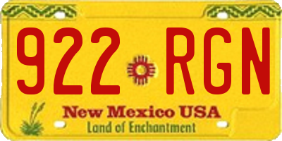 NM license plate 922RGN