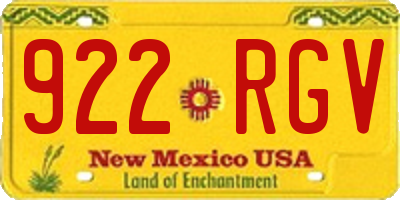 NM license plate 922RGV