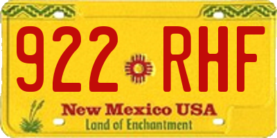 NM license plate 922RHF