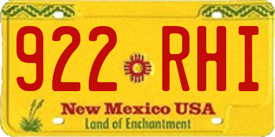 NM license plate 922RHI