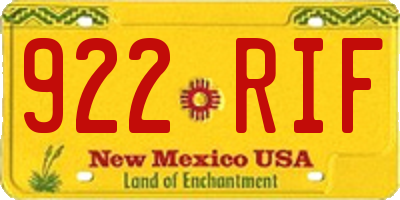 NM license plate 922RIF