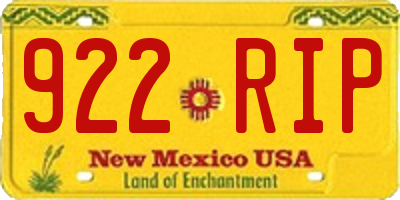 NM license plate 922RIP