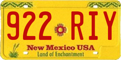 NM license plate 922RIY