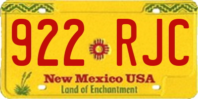 NM license plate 922RJC