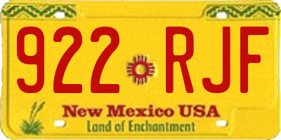 NM license plate 922RJF