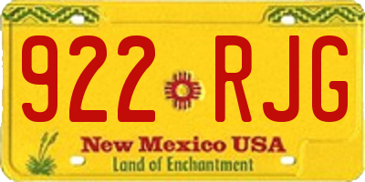 NM license plate 922RJG