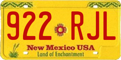 NM license plate 922RJL