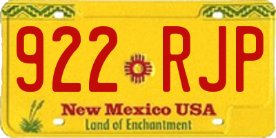 NM license plate 922RJP