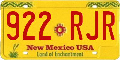 NM license plate 922RJR