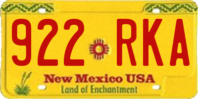 NM license plate 922RKA