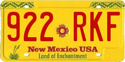 NM license plate 922RKF
