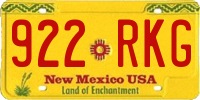 NM license plate 922RKG