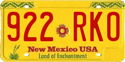 NM license plate 922RKO
