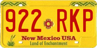 NM license plate 922RKP