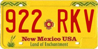 NM license plate 922RKV