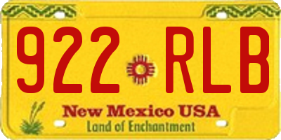 NM license plate 922RLB