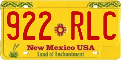 NM license plate 922RLC
