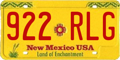 NM license plate 922RLG