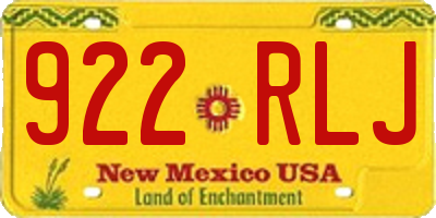 NM license plate 922RLJ