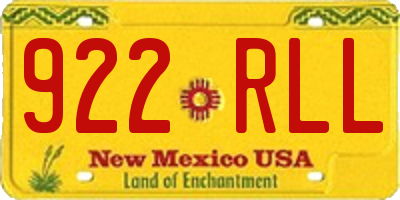 NM license plate 922RLL