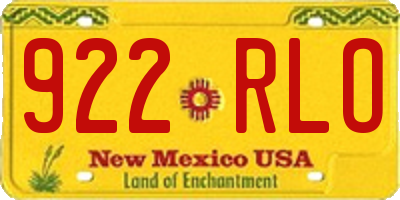 NM license plate 922RLO