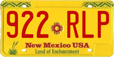 NM license plate 922RLP