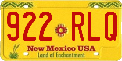 NM license plate 922RLQ