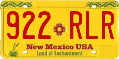 NM license plate 922RLR