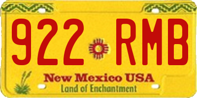 NM license plate 922RMB