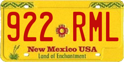 NM license plate 922RML