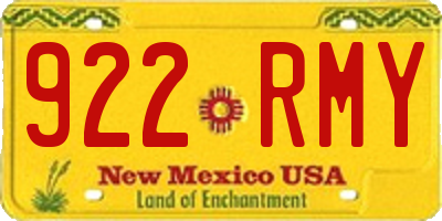 NM license plate 922RMY