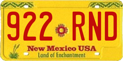 NM license plate 922RND