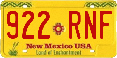 NM license plate 922RNF