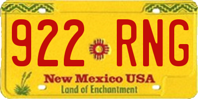 NM license plate 922RNG