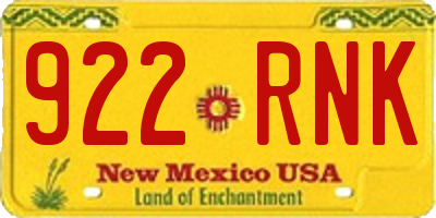 NM license plate 922RNK