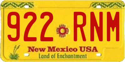NM license plate 922RNM