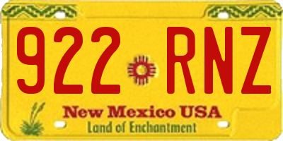 NM license plate 922RNZ