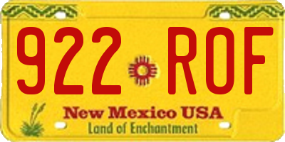 NM license plate 922ROF