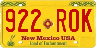 NM license plate 922ROK