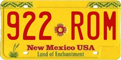NM license plate 922ROM