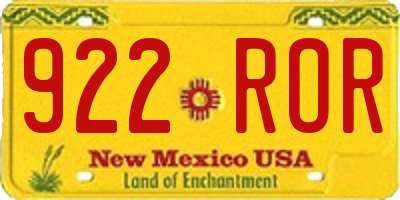 NM license plate 922ROR