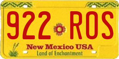 NM license plate 922ROS