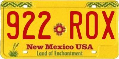 NM license plate 922ROX